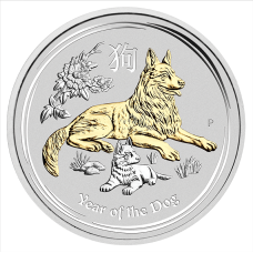 2018 $1 Dog Gilded Silver Coin