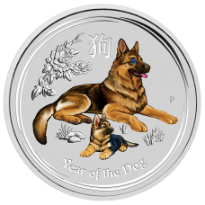 2018 $30 Dog Gemstone Silver Coin