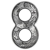 2019 $2 Figure Eight Koi Fish Silver Coin