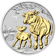2021 $1 Ox Gilded Silver