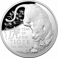 2022 $5 Tiger Domed Silver Proof