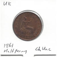 Great Britain 1861 Halfpenny ChUnc