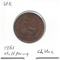 Great Britain 1861 Halfpenny ChUnc